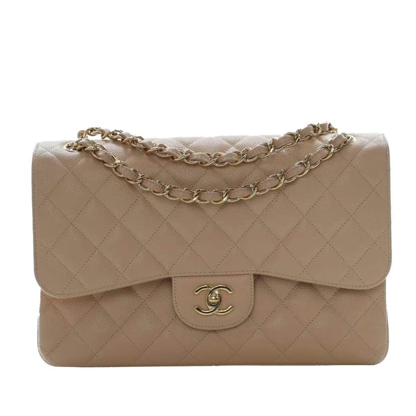 Chanel Jumbo Classic Caviar Double Flap Brown Leather Very good condition - Front View