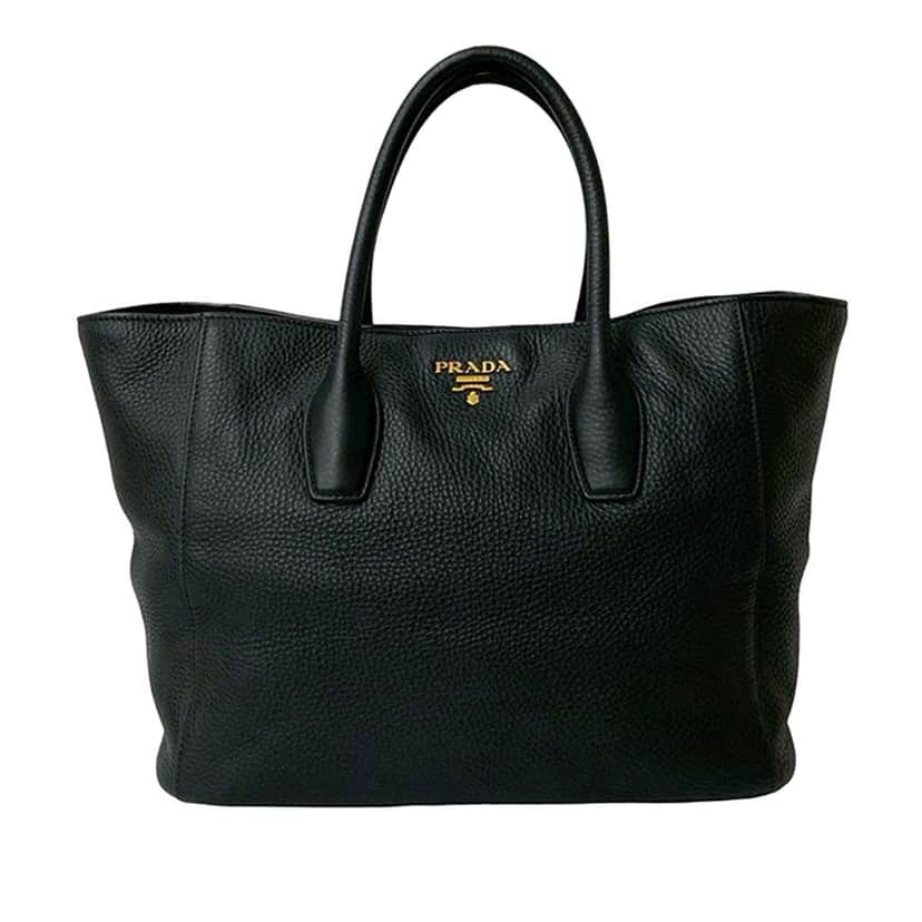Prada Vitello Daino Open Convertible Tote Black Leather Good condition - Front View