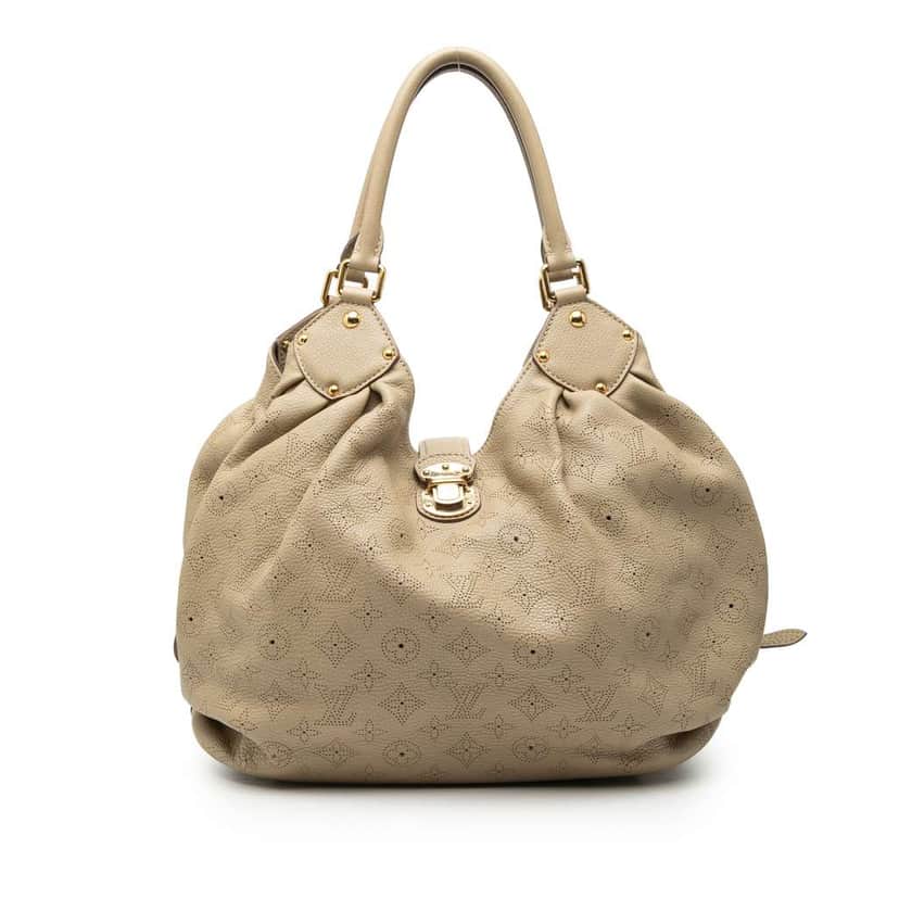 Louis Vuitton Monogram Mahina L Hobo Brown Leather Good condition - Front View