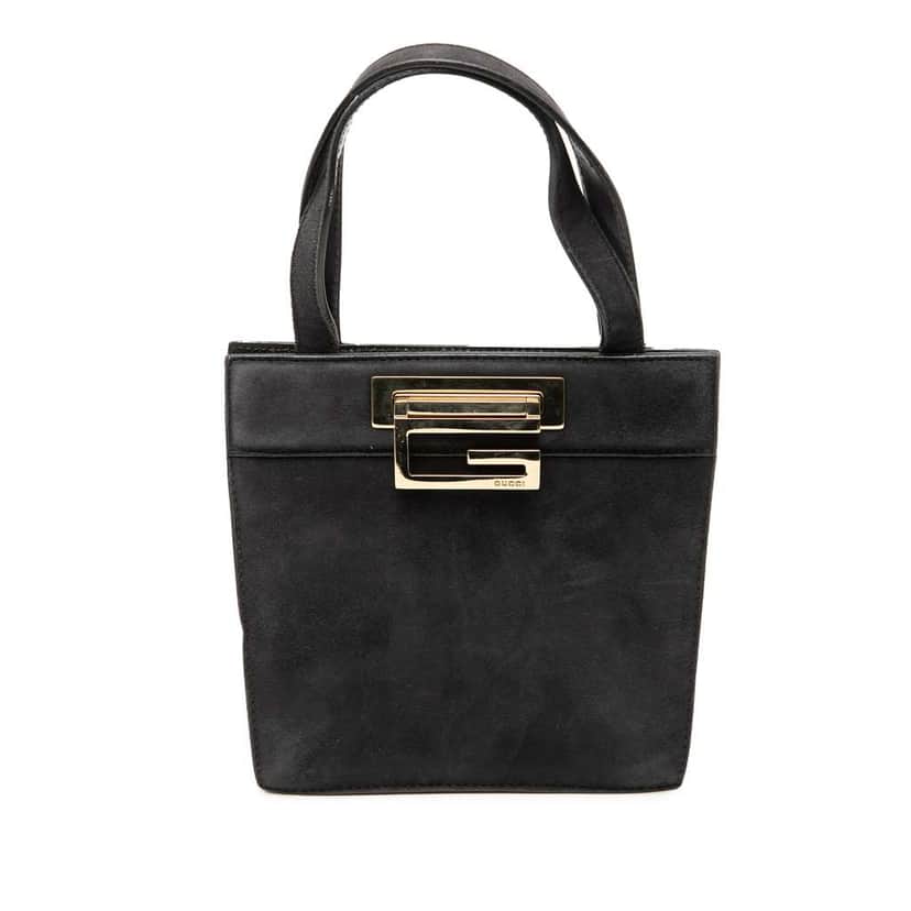 Gucci G Suede Handbag Black Leather Good condition - Front View