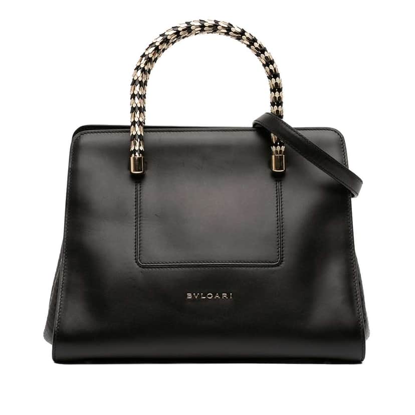 Bvlgari Leather Serpenti Scaglie Tote Black Leather Fair condition - Front View