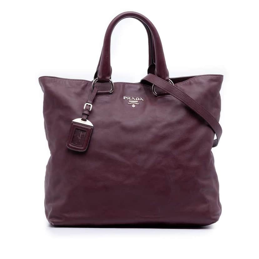 Prada Soft Calf Convertible Shopper Tote Red Leather Good condition - Front View