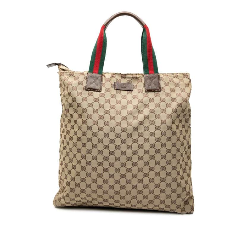 Gucci GG Canvas Web Vertical Tote Brown Canvas Good condition - Front View