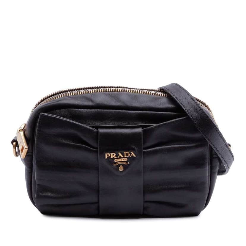 Prada Tessuto Fiocco Bow Crossbody Black Good condition - Front View