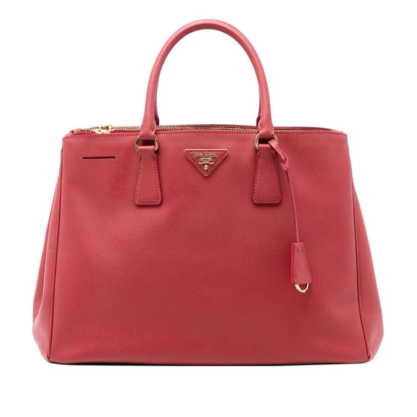 Prada Large Saffiano Lux Galleria Double Zip Satchel Red Leather Good condition - Front View
