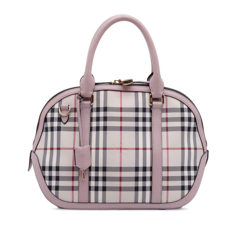 Burberry Small Haymarket Check Coated Canvas Orchard Bowling Bag Brown Canvas Very good condition - Front View