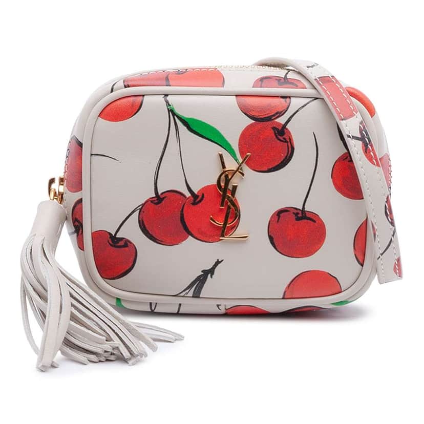 Saint Laurent Baby Calfskin Monogram Cherry Printed Lou Camera Bag White Leather Good condition - Front View