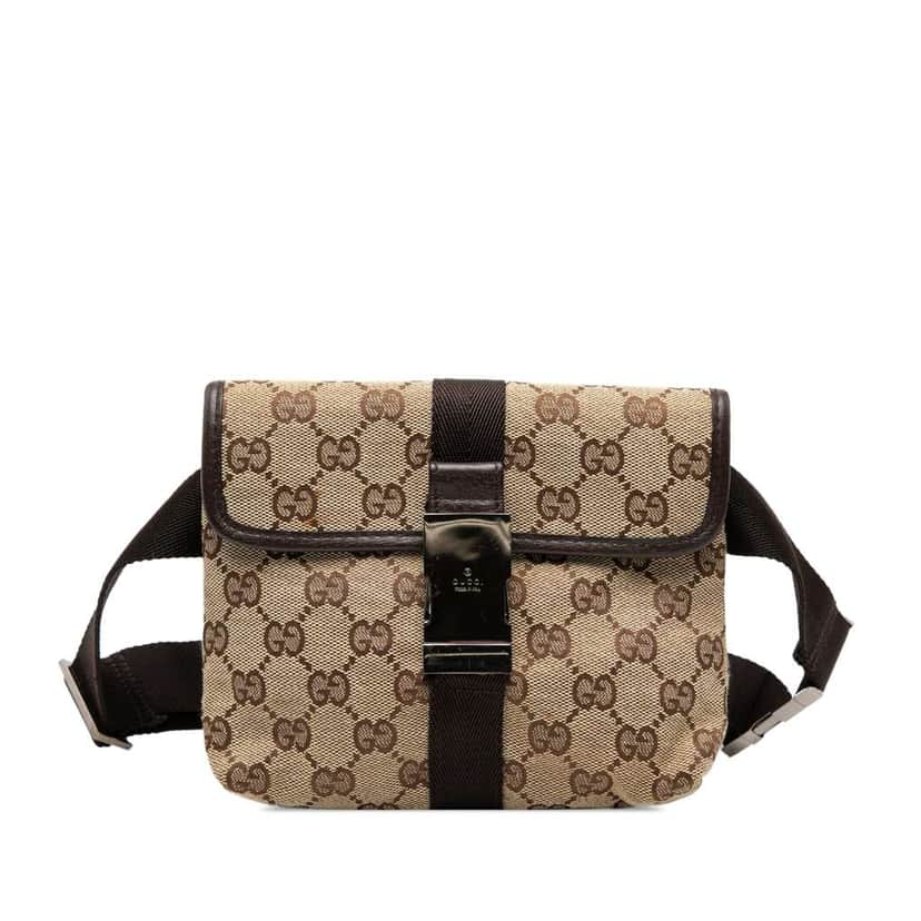 Gucci GG Canvas Belt Bag Brown Canvas Good condition - Front View