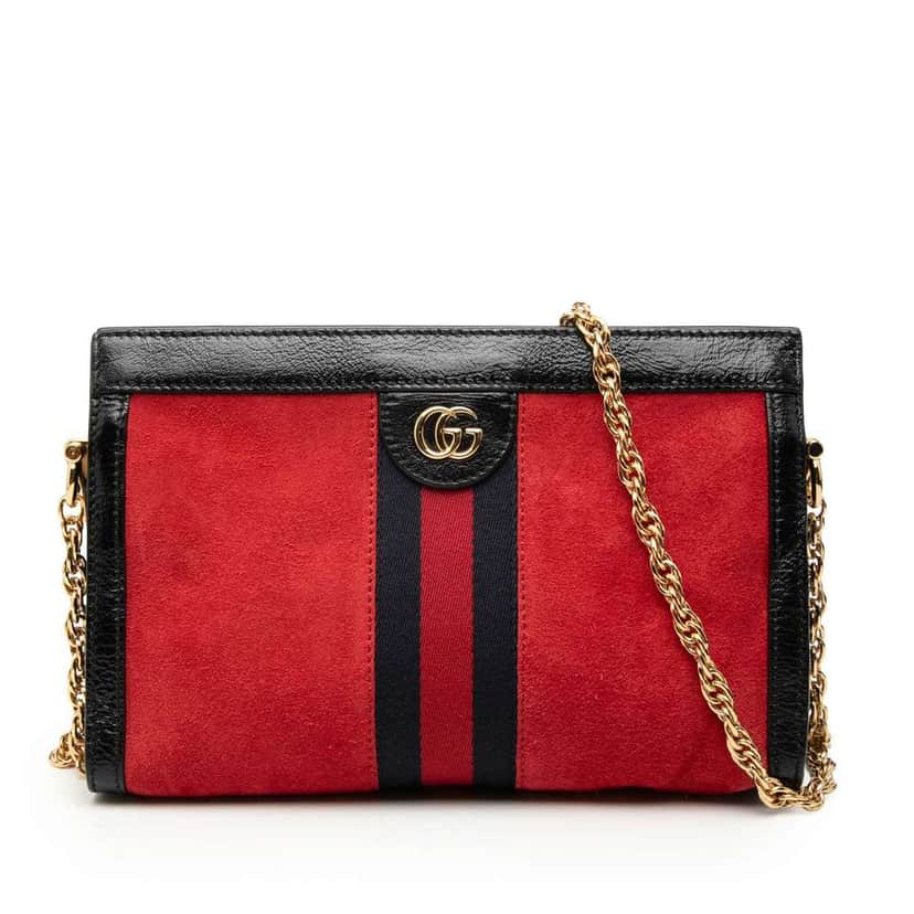 Gucci Small Suede Ophidia Chain Crossbody Red Leather Good condition - Front View