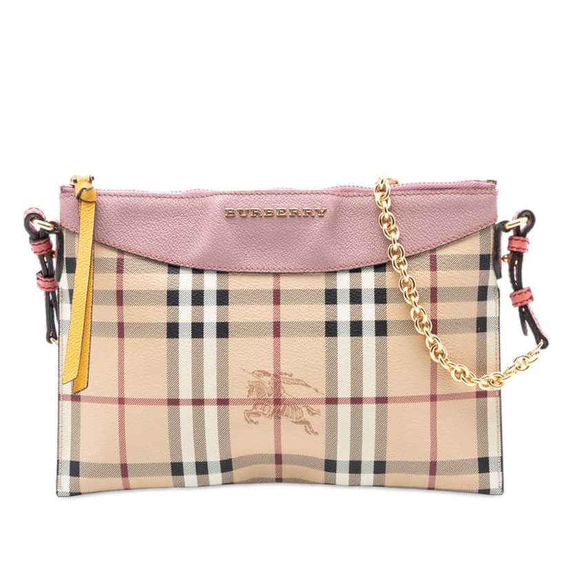 Burberry Haymarket Check Coated Canvas Peyton Crossbody Brown Canvas Very good condition - Front View