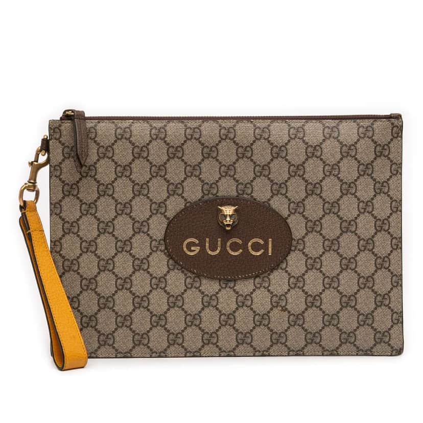 Gucci GG Supreme Neo Vintage Clutch Brown Canvas Very good condition - Front View
