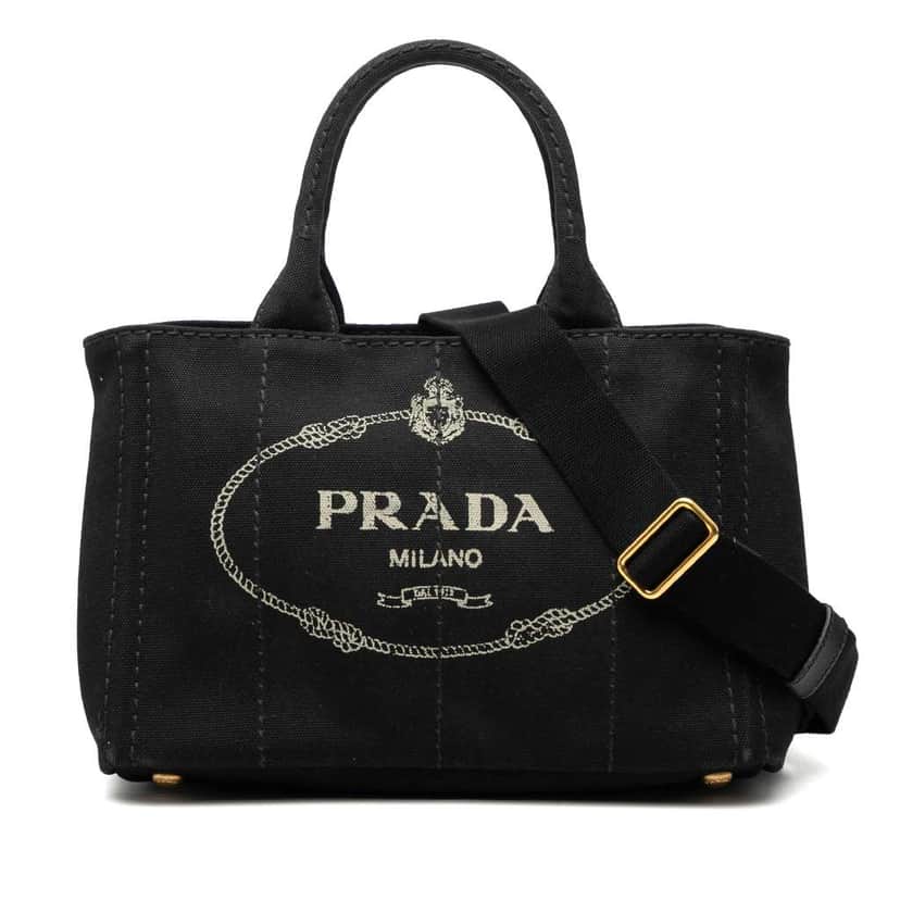 Prada Small Canvas Canapa Logo Satchel Black Canvas Very good condition - Front View