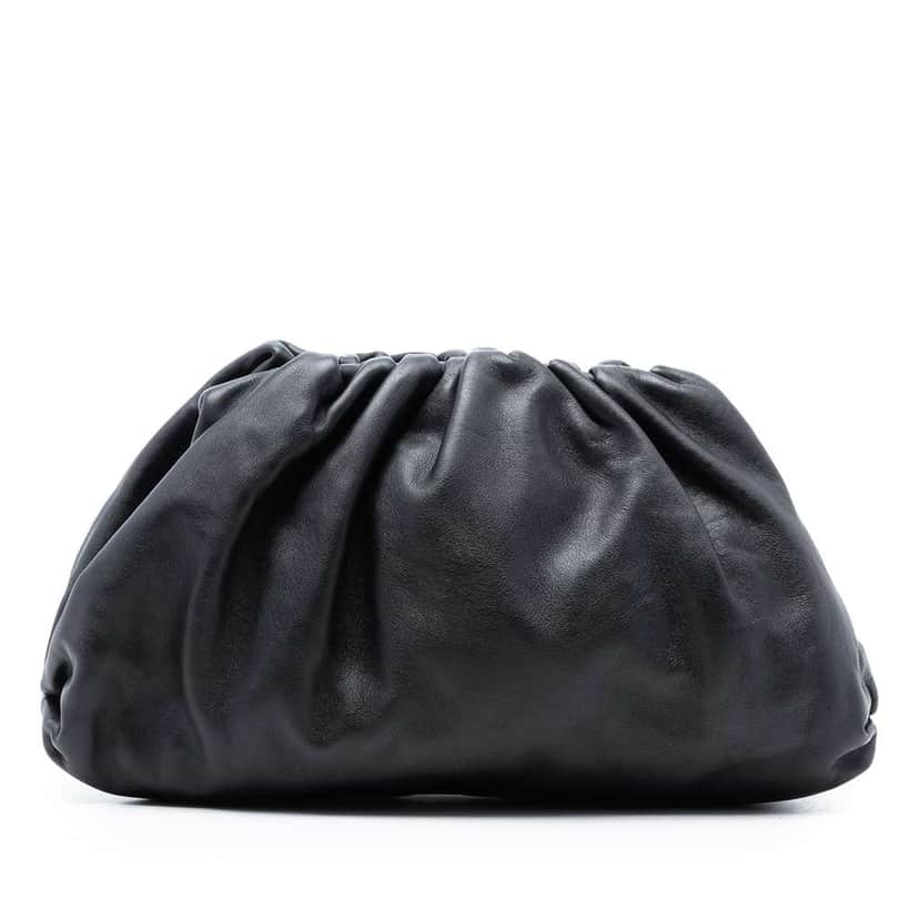 Bottega Veneta Lambskin The Pouch Black Leather Very good condition - Front View