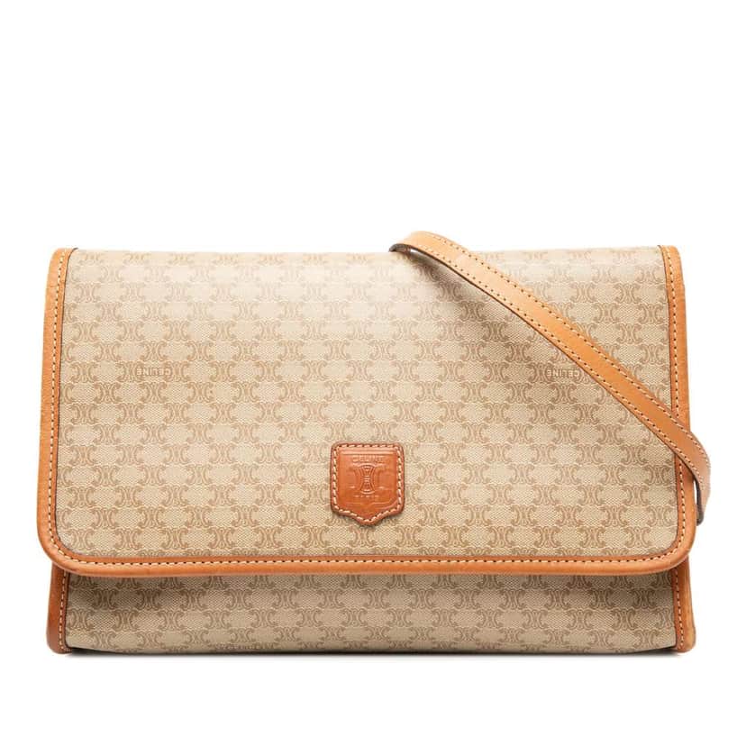 Celine Macadam Coated Canvas Crossbody Brown Canvas Very good condition - Front View