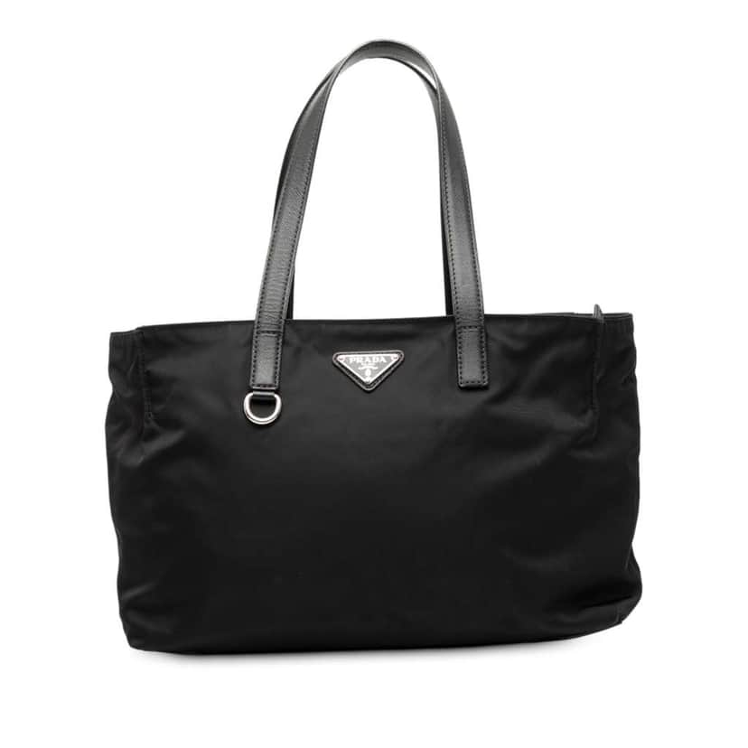 Prada Saffiano Trimmed Tessuto Tote Black Very good condition - Front View