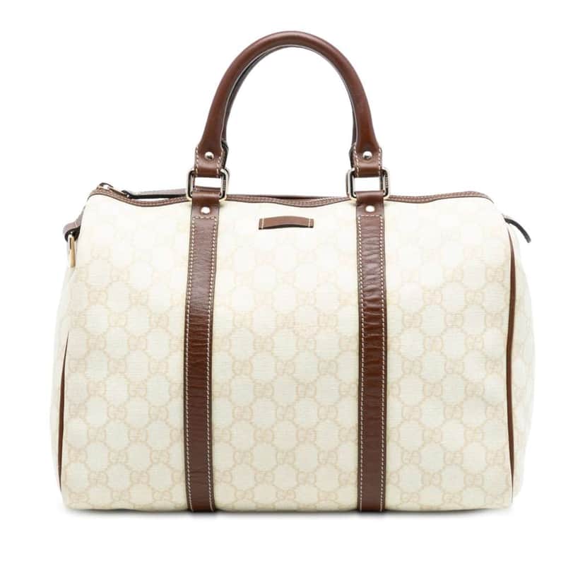 Gucci Medium GG Supreme Joy Boston Bag White Canvas Very good condition - Front View