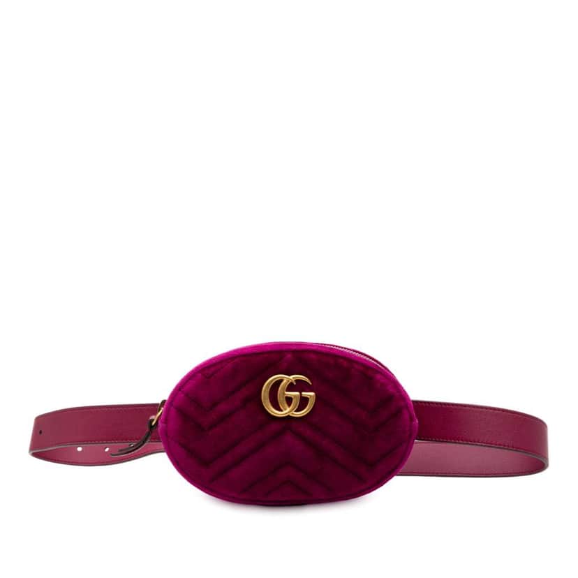 Gucci GG Marmont Matelasse Velvet Belt Bag Purple Velvet Very good condition - Front View