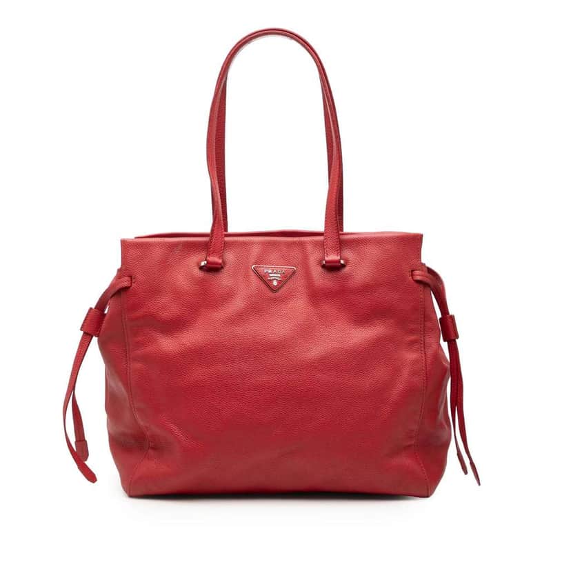 Prada Vitello Daino Tote Red Leather Very good condition - Front View