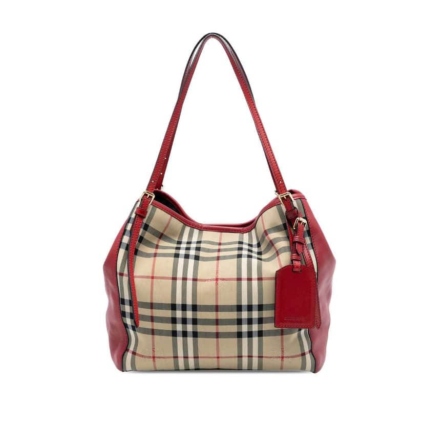 Burberry Small Haymarket Check Canvas and Leather Canterbury Tote Brown Canvas Very good condition - Front View
