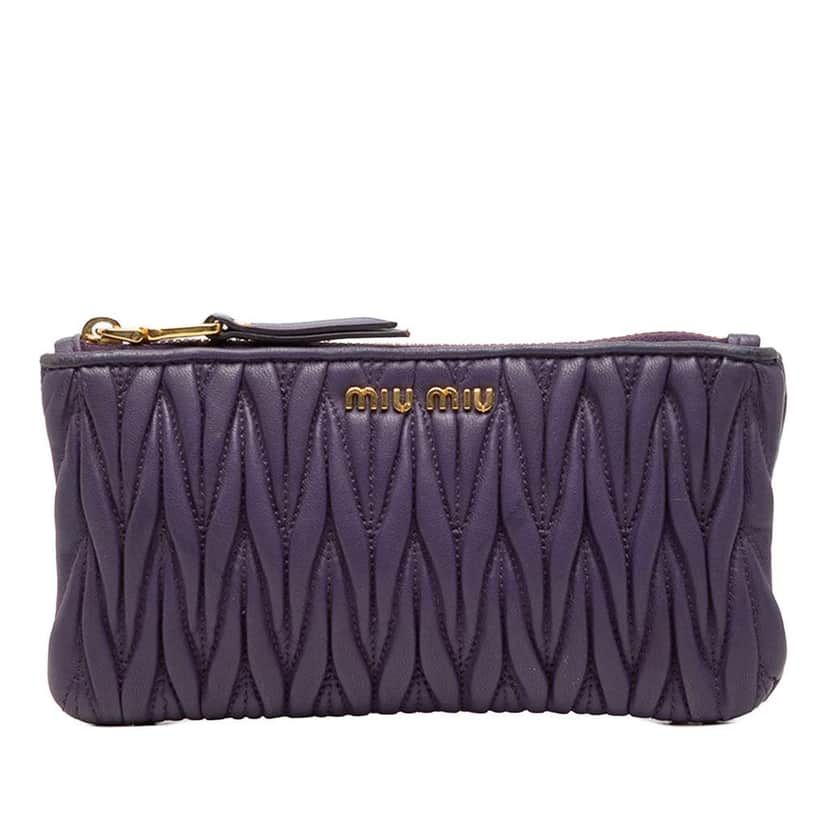 Miu Miu Matelasse Leather Pouch Purple Leather Very good condition - Front View