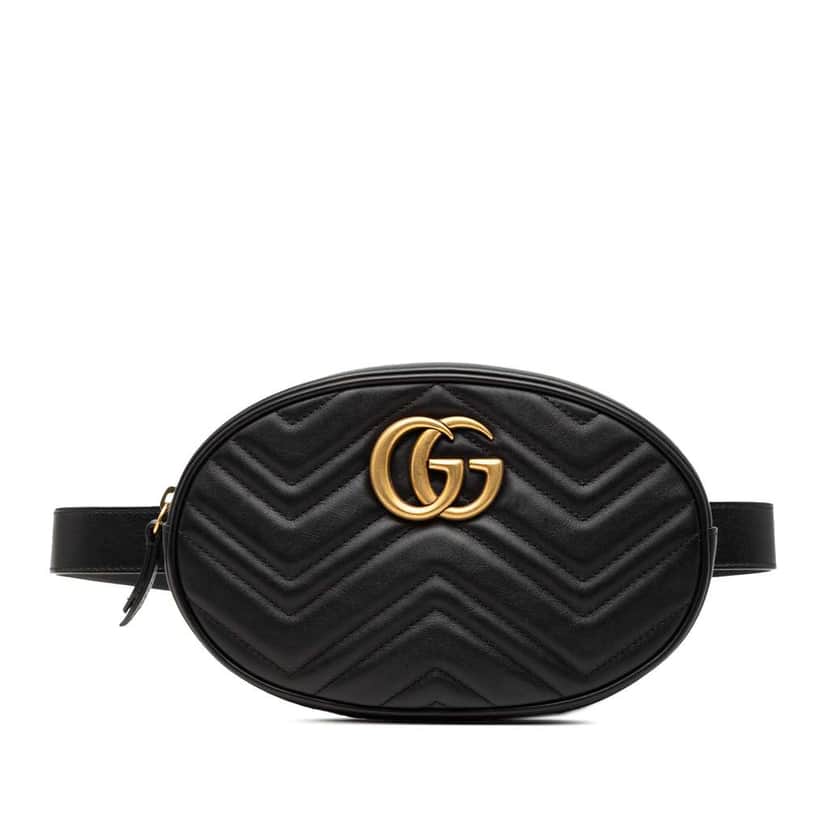 Gucci GG Marmont Matelasse Leather Belt Bag Black Leather Very good condition - Front View