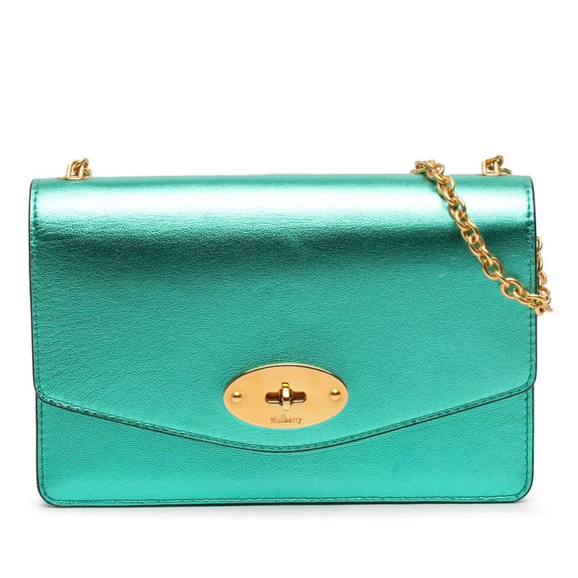 Mulberry Small Metallic Grained Calfskin Darley Crossbody Blue Leather Very good condition - Front View