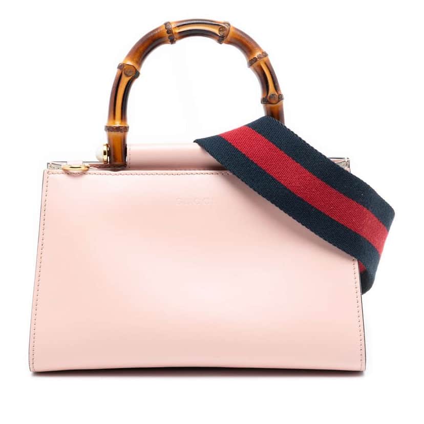 Gucci Mini Leather Bamboo Nymphaea Satchel Pink Leather Very good condition - Front View