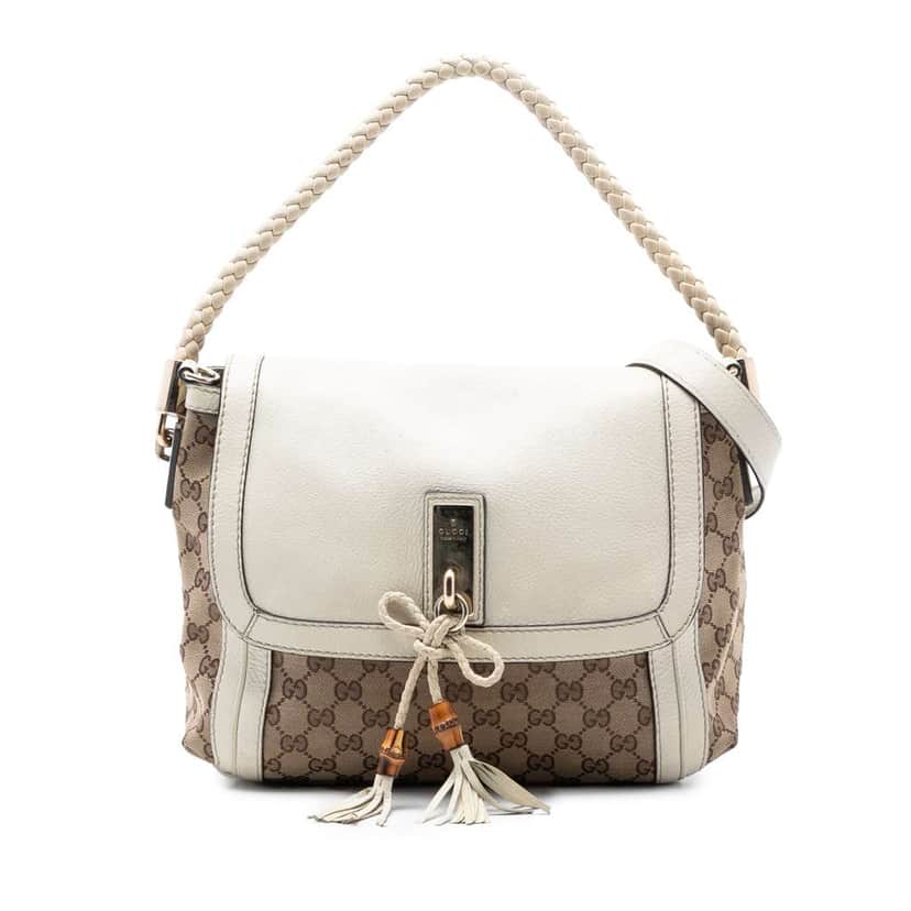 Gucci GG Canvas Bella Flap Satchel Brown Canvas Very good condition - Front View