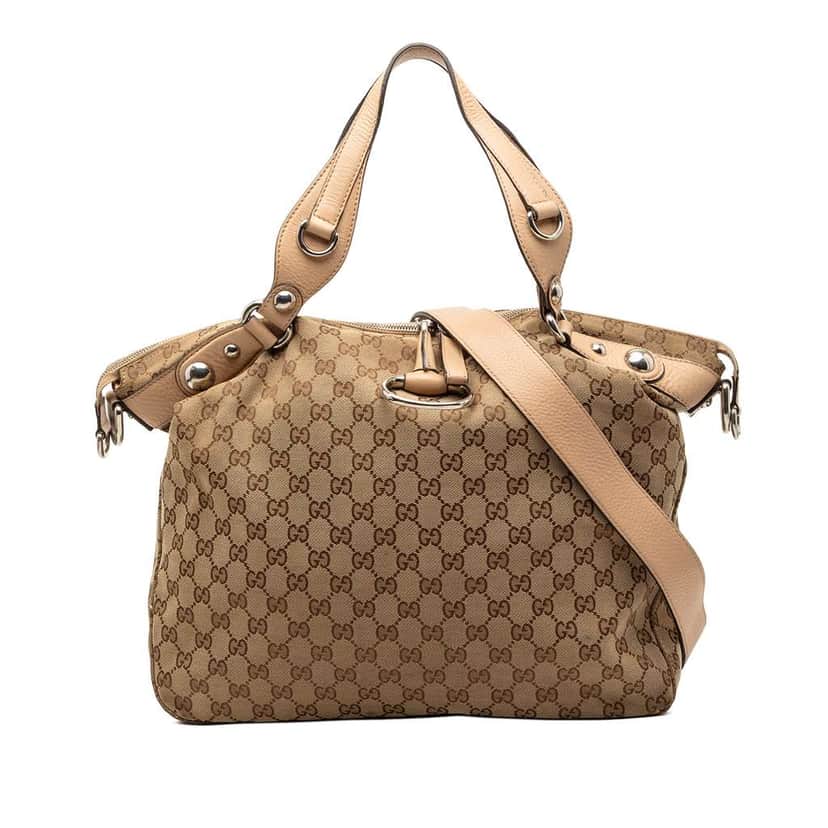 Gucci Large GG Canvas Icon Bit Satchel Brown Canvas Very good condition - Front View
