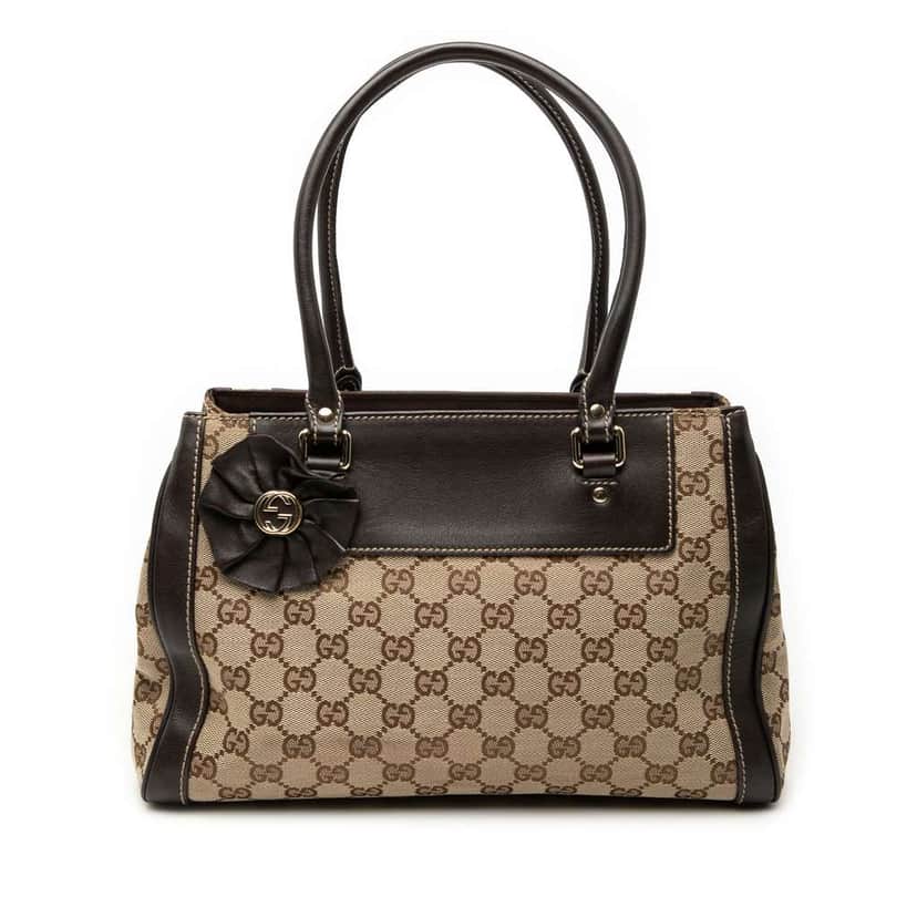Gucci GG Canvas Trophy Tote Brown Canvas Good condition - Front View