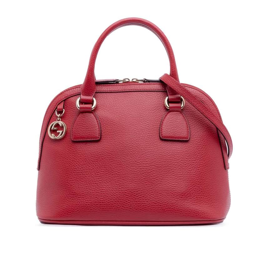 Gucci Small Dollar Calfskin GG Charm Dome Satchel Red Leather Very good condition - Front View