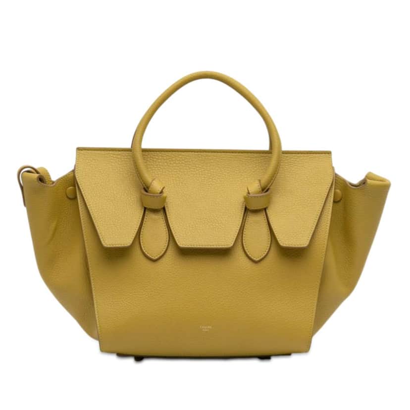 Celine Small Grained Calfskin Tie Knot Handbag Yellow Leather Very good condition - Front View