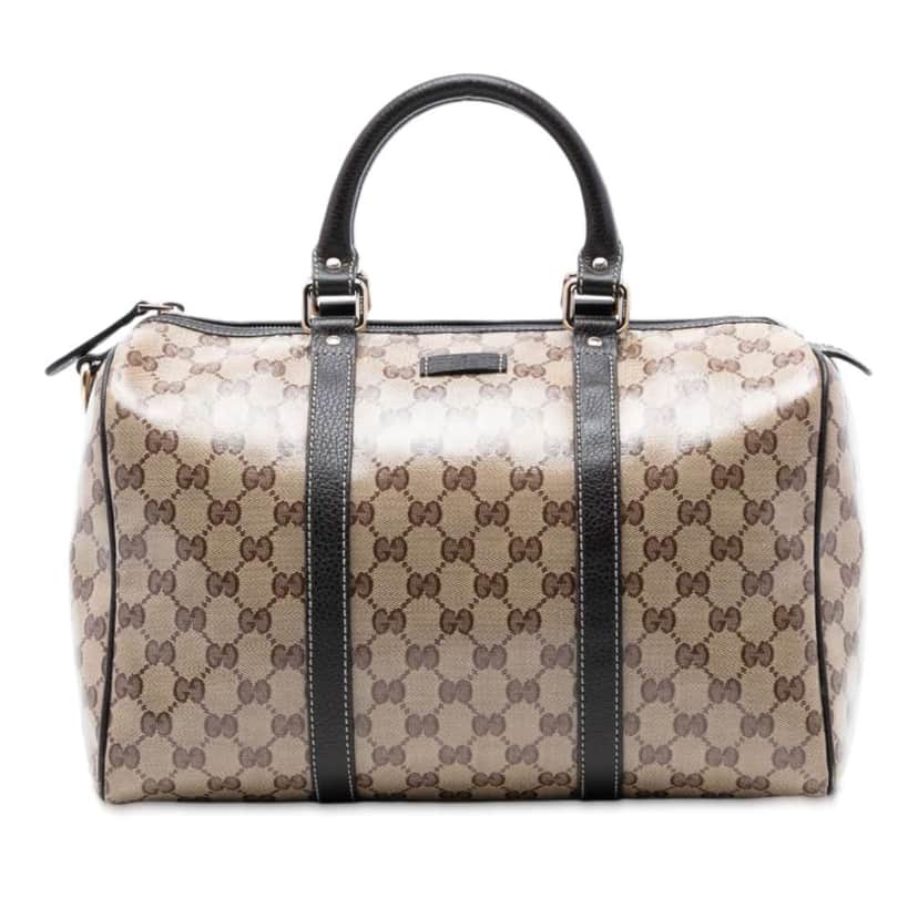 Gucci Medium GG Crystal Joy Boston Bag Brown Canvas Very good condition - Front View