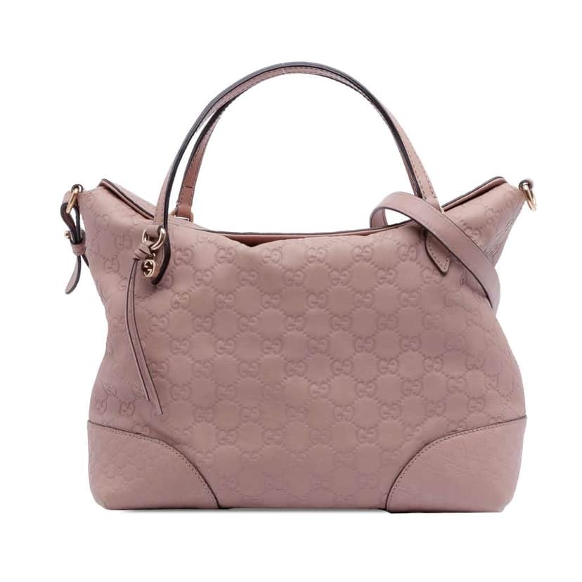 Gucci Medium Guccissima Bree Fold Over Tote Pink Leather Very good condition - Front View