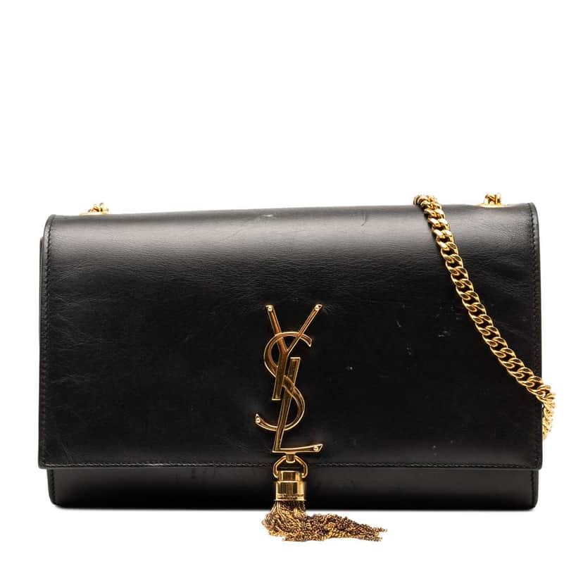 Saint Laurent Medium Smooth Calfskin Classic Monogram Kate Tassel Crossbody Black Leather Very good condition - Front View