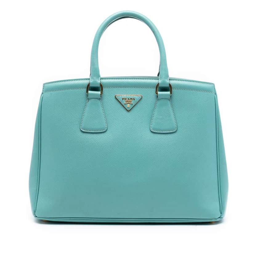 Prada Saffiano Lux Parabole Tote Blue Leather Very good condition - Front View
