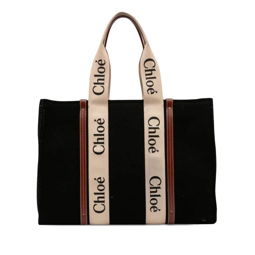 Chloé Large Wool Woody Tote Black Wool Good condition - Front View
