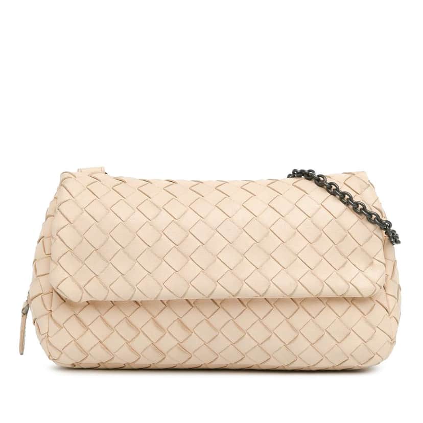 Bottega Veneta Mini Intrecciato Expandable Chain Crossbody Pink Leather Very good condition - Front View