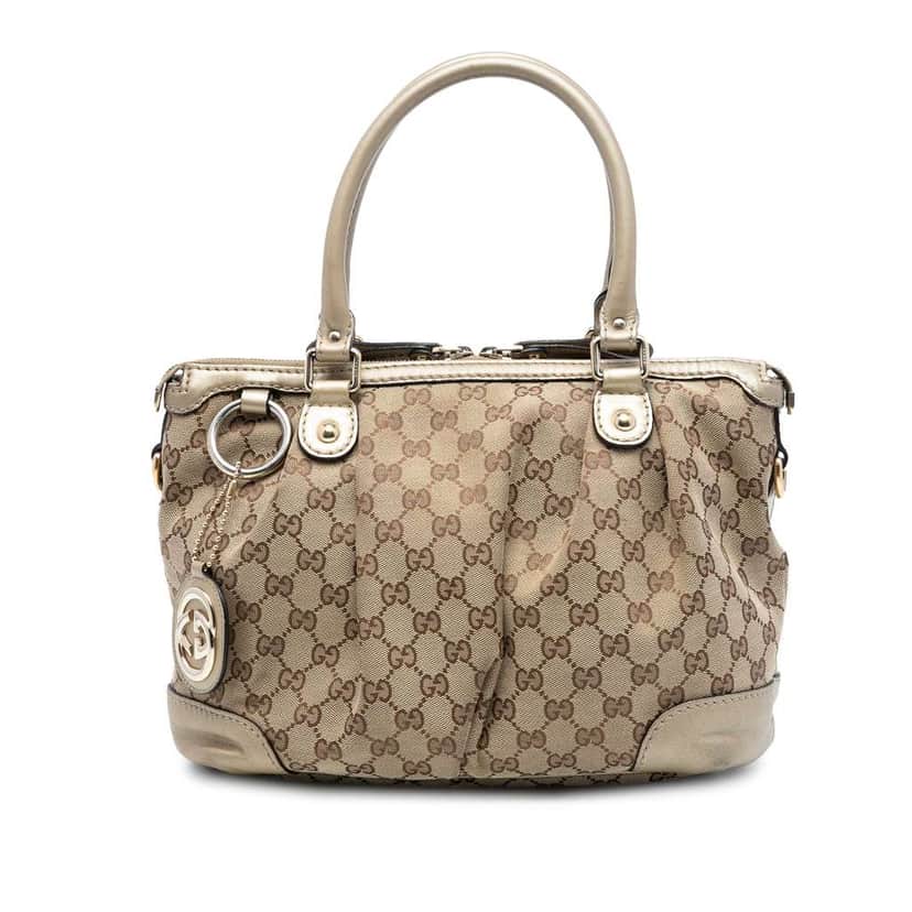 Gucci GG Canvas Sukey Satchel Brown Canvas Good condition - Front View