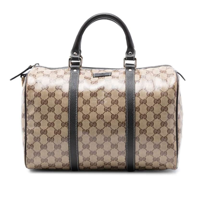 Gucci Medium GG Crystal Joy Boston Bag Brown Canvas Very good condition - Front View
