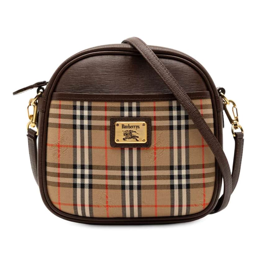 Burberry Haymarket Check Canvas Crossbody Brown Canvas Very good condition - Front View