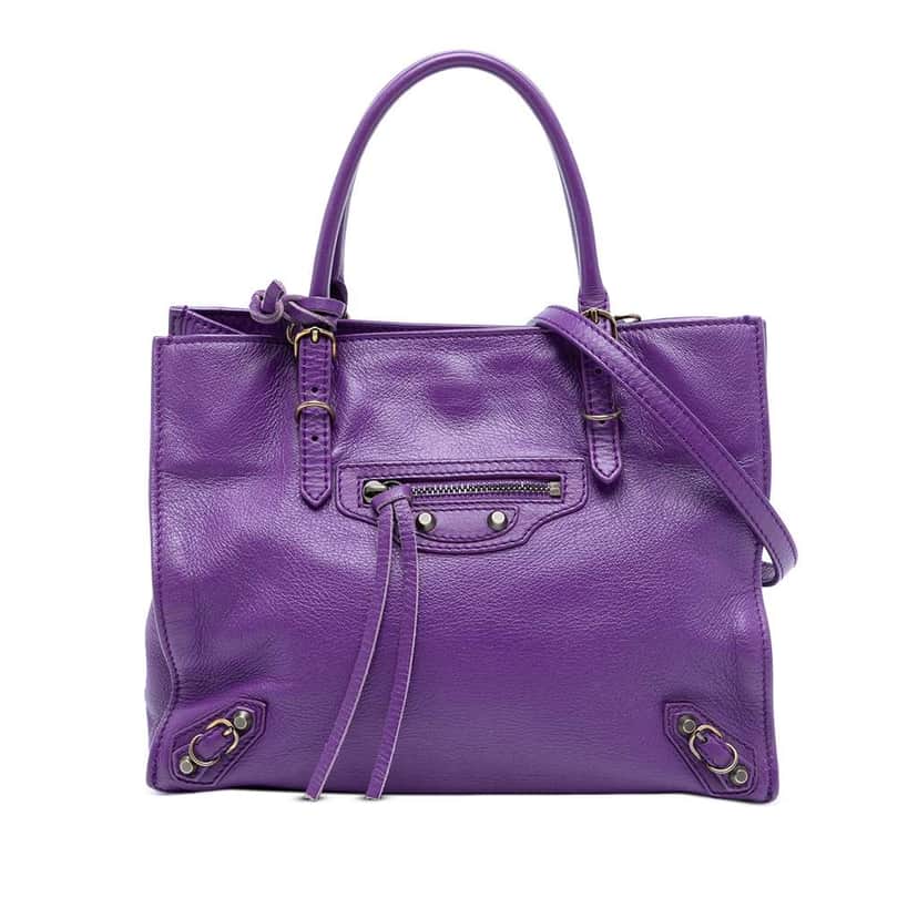 Balenciaga Mini Leather Papier A4 Zip Around Tote Purple Leather Very good condition - Front View