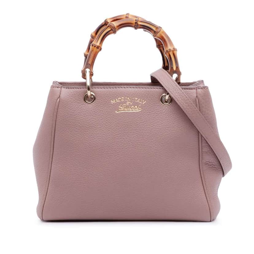 Gucci Mini Calfskin Bamboo Shopper Satchel Pink Leather Very good condition - Front View