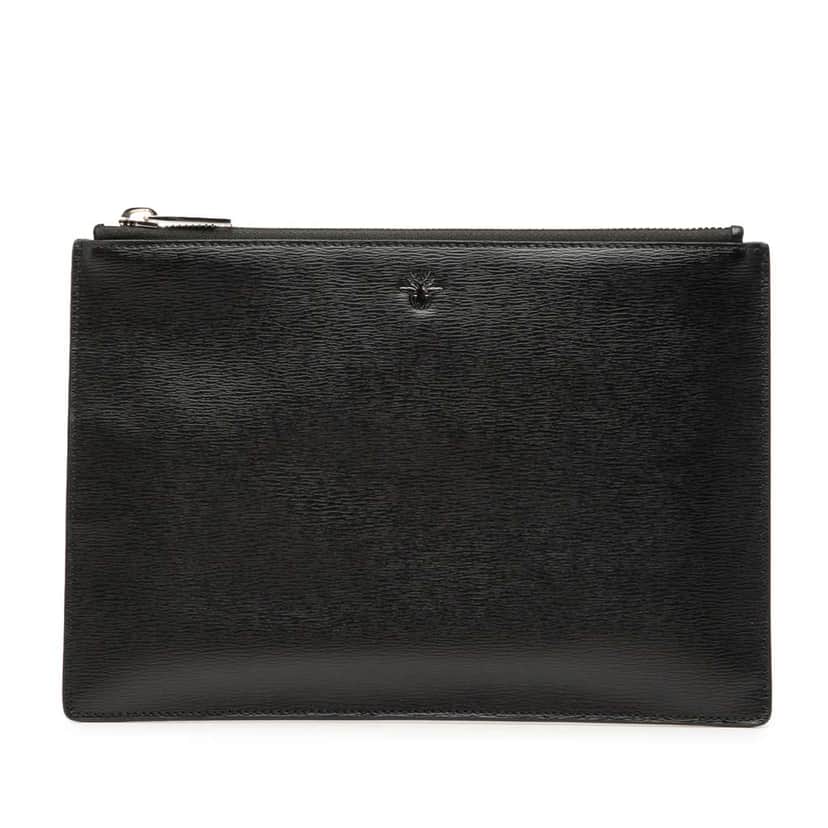 Dior Leather Bee Zip Top Pouch Black Leather Very good condition - Front View