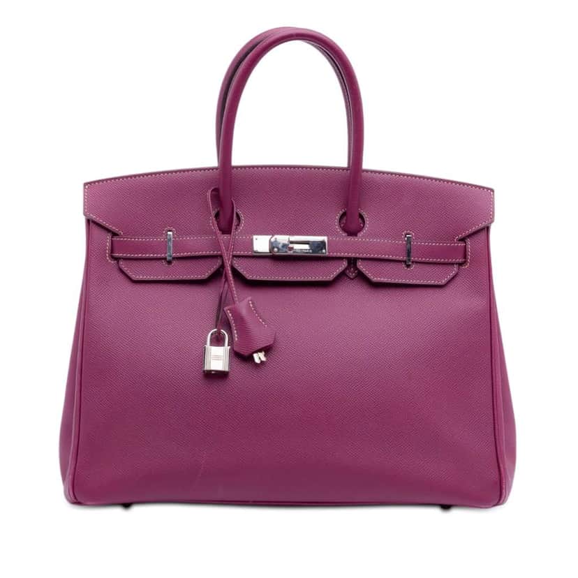Hermès Epsom Candy Verso Birkin Retourne 35 Pink Leather Good condition - Front View