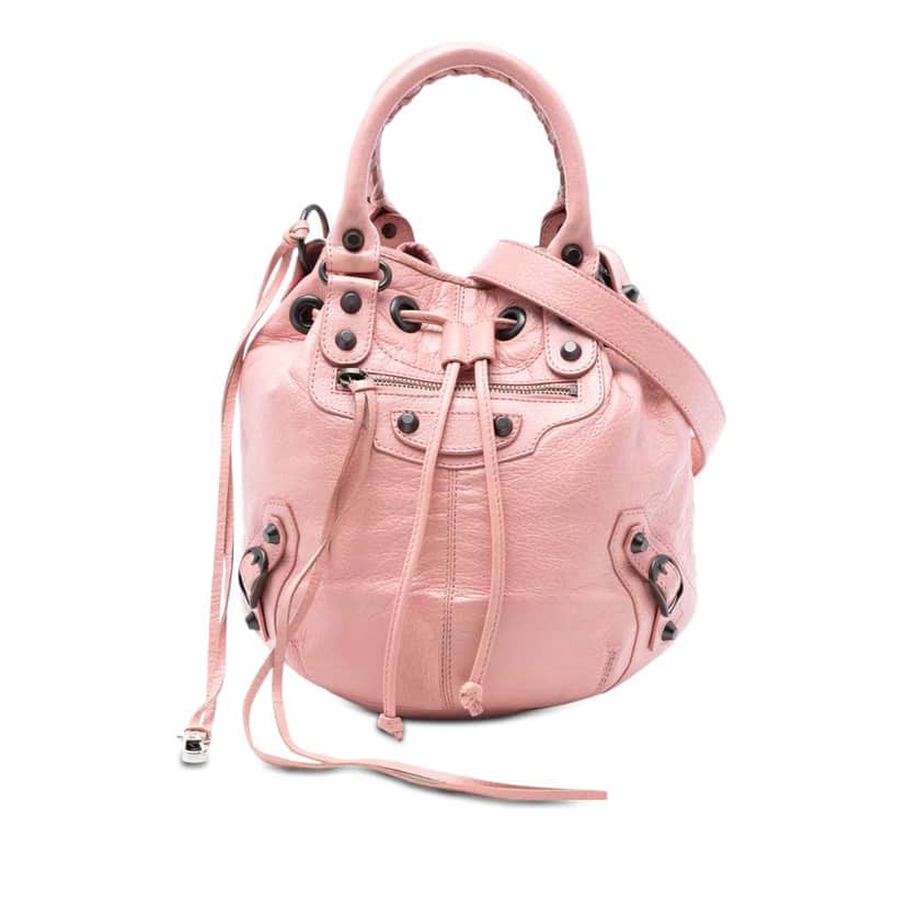 Balenciaga Mini Lambskin Motocross Giant 12 Pompon Bag Pink Leather Very good condition - Front View