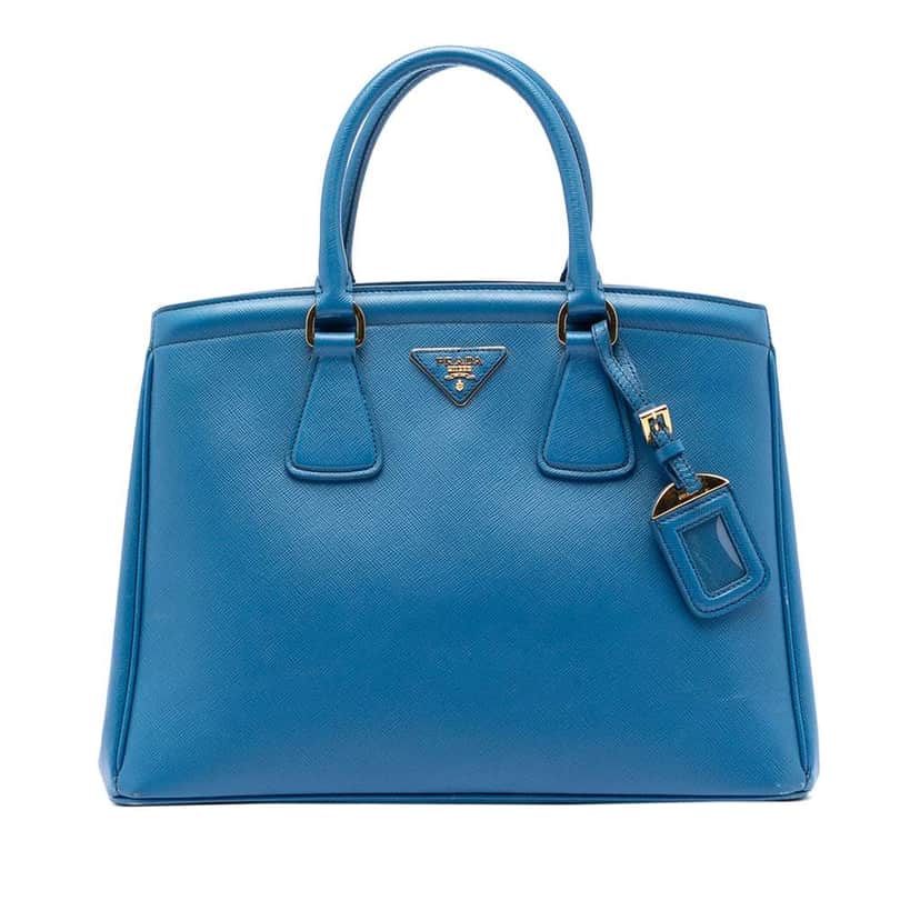 Prada Saffiano Lux Parabole Tote Blue Leather Very good condition - Front View