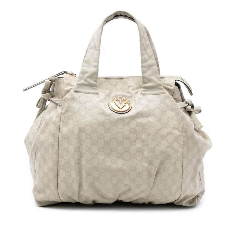 Gucci Large Guccissima Hysteria Tote White Leather Very good condition - Front View