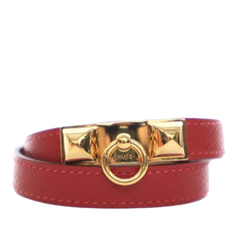 Hermès Epsom Rivale Double Tour Bracelet M Red Leather Very good condition - Front View