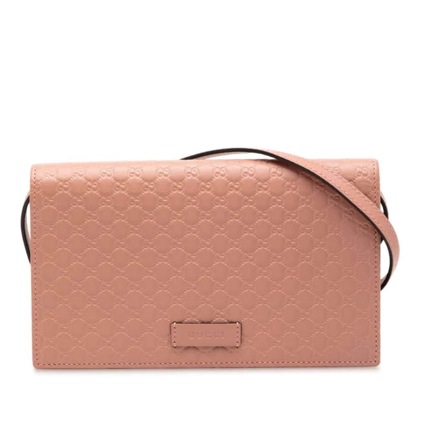 Gucci Microguccissima Wallet on Strap Pink Leather Very good condition - Front View